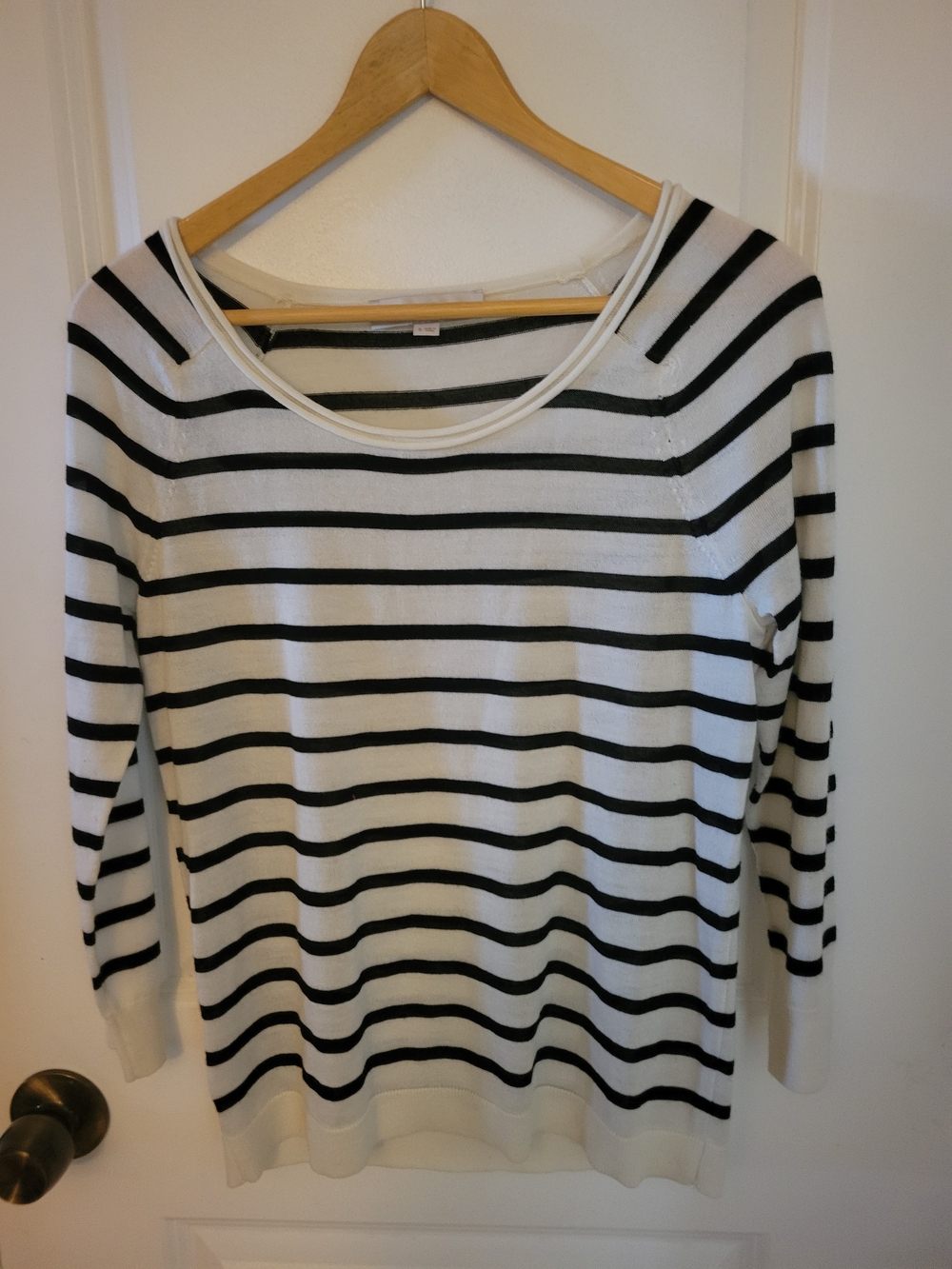 LOFT Navy and White Striped Long Sleeve Tee